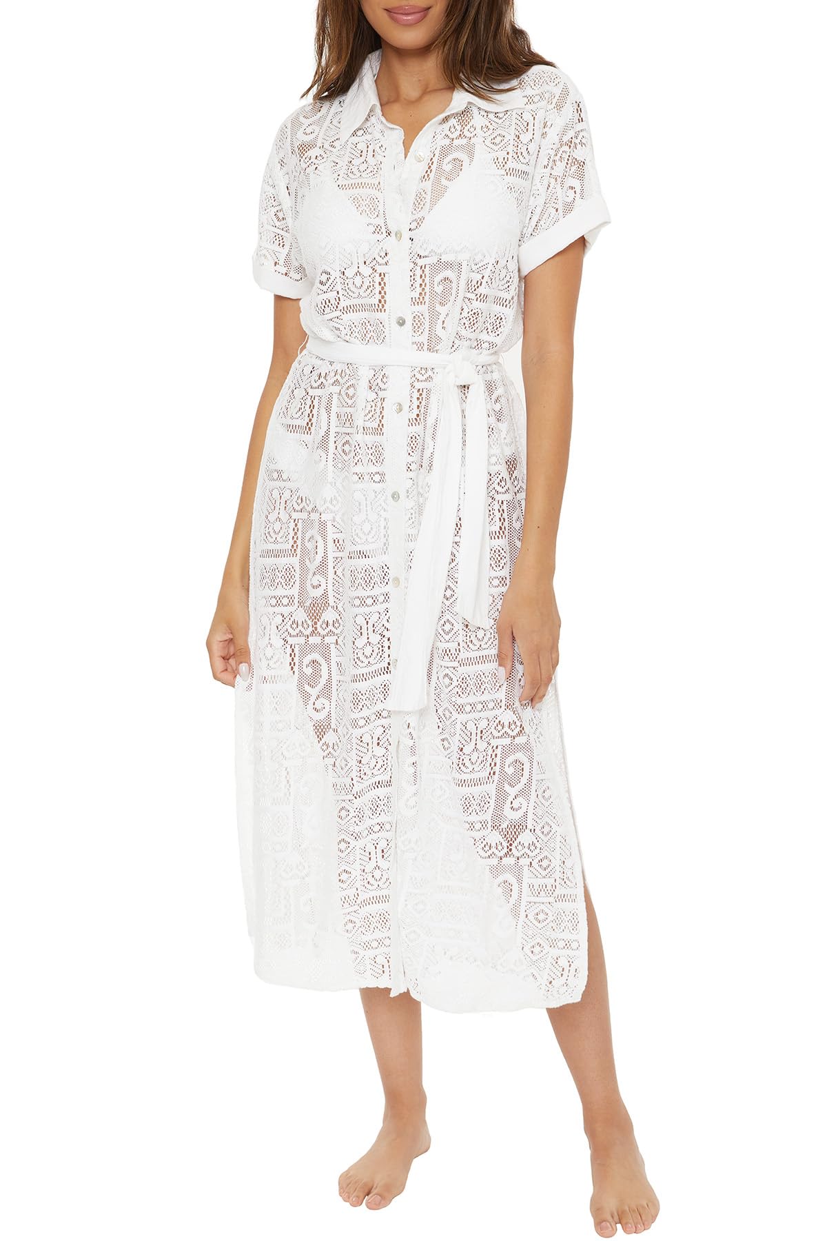 Vestido Praia BCA Rebecca Virtue - Midi Coverup Com Ajuste Na Cintura