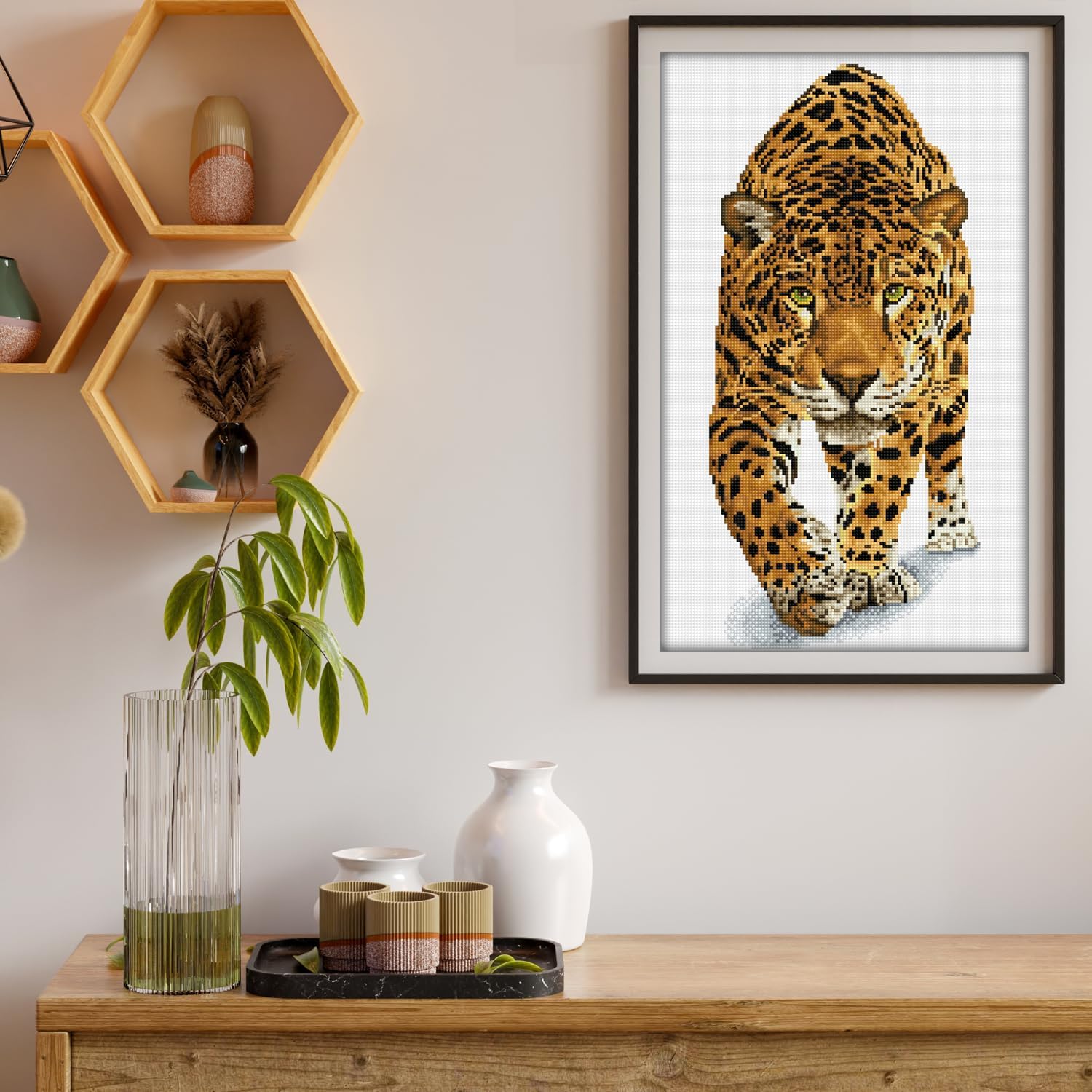 DIAMOND DOTZ On The Prowl Jaguar Diamond Painting Kits for Adults - Diamond Art Kits a Relaxing Creative Craft Kit with Dotz Gems 20.5x12.6