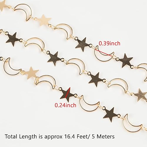 Miniatura 3 de YOUBEIYEE Cadena de eslabones de latón de 16.4 pies  16.4 ft para la fabricación de joyas, rollo de cadena chapado en oro hecho a mano con anillos