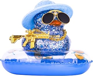 CoFuBcad Car Rubber Duck Dashboard Decoration Colorful Duck Car Ornaments with Special Props Mini Swim Ring Sunglasses Cowboy or Sun Hat