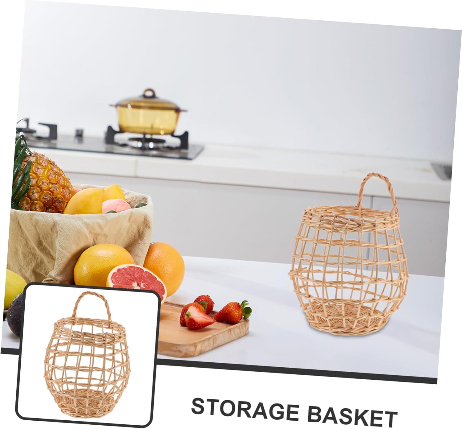 3pcs Elegant Rattan Wall Hanging Baskets for Kitchen Storage Flower Baskets Chic Design for Home Random Color
