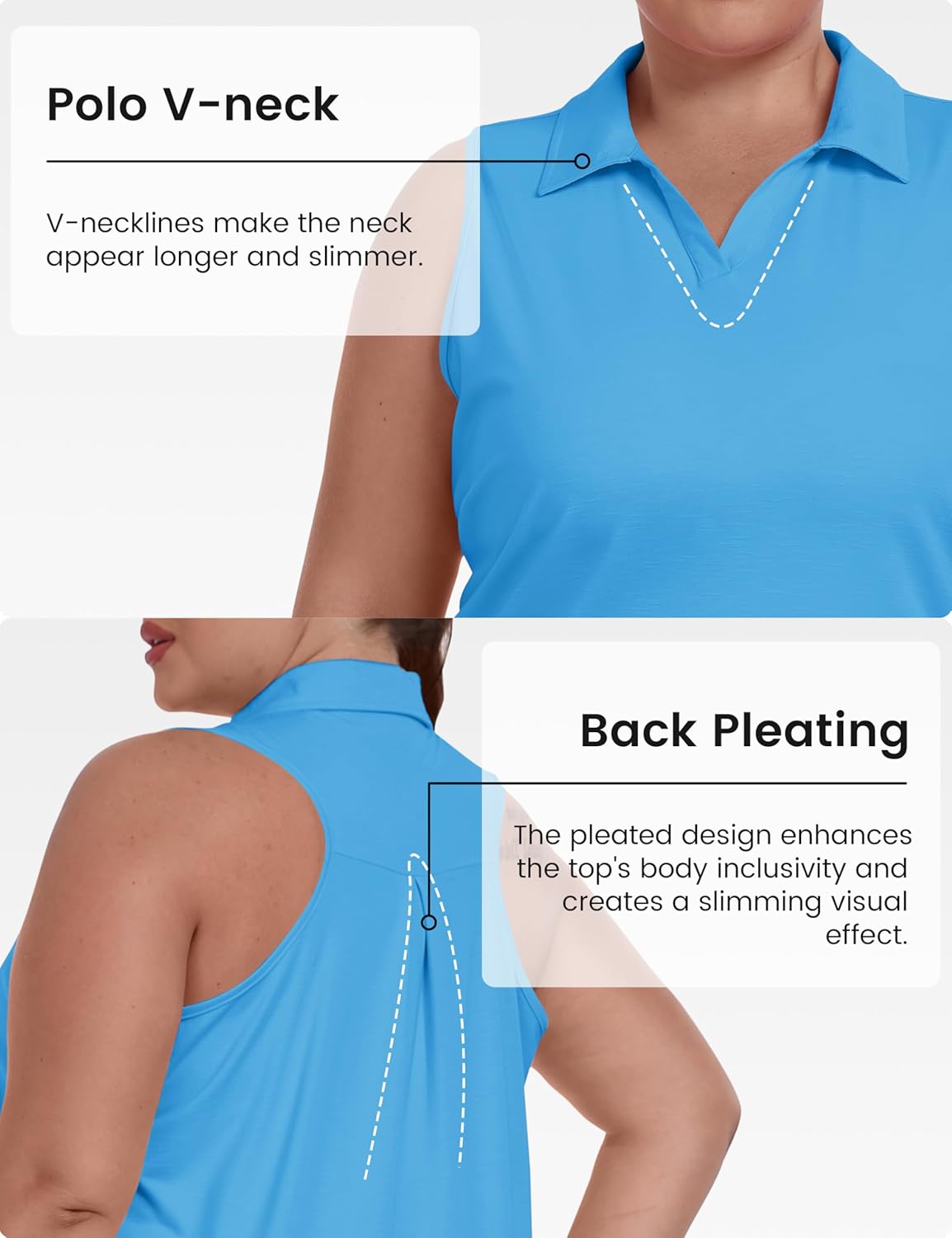 MoFiz Women's Plus Size Sleeveless Golf Polo Shirt Racerback V-Neck Oversized Golf Tops Summer Workout Collared Tennis Tops - Image 4