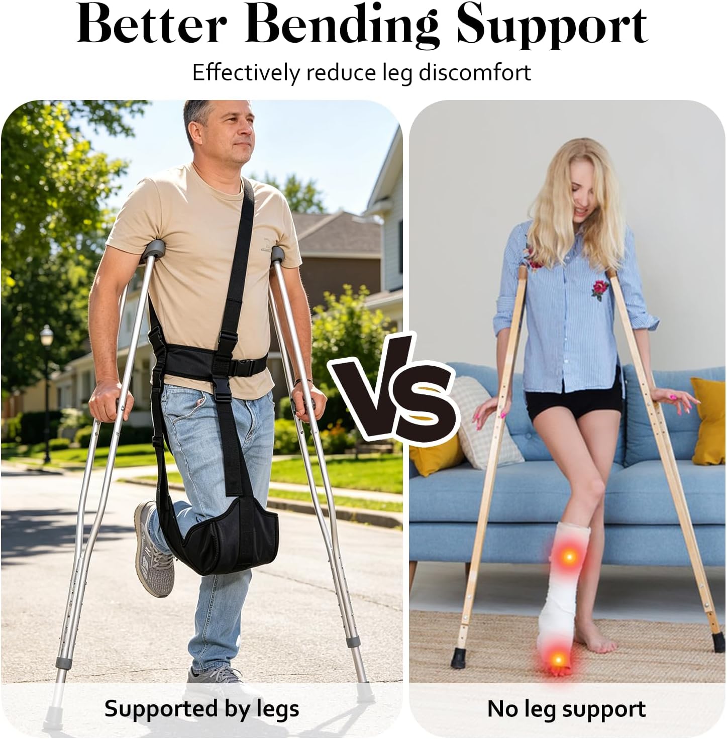 Hands Free Knee Crutch for Adults Alternative for Foot Ankle Injury Adjustable with Leg Straps,Hands-Free Crutch,Walker Accessories