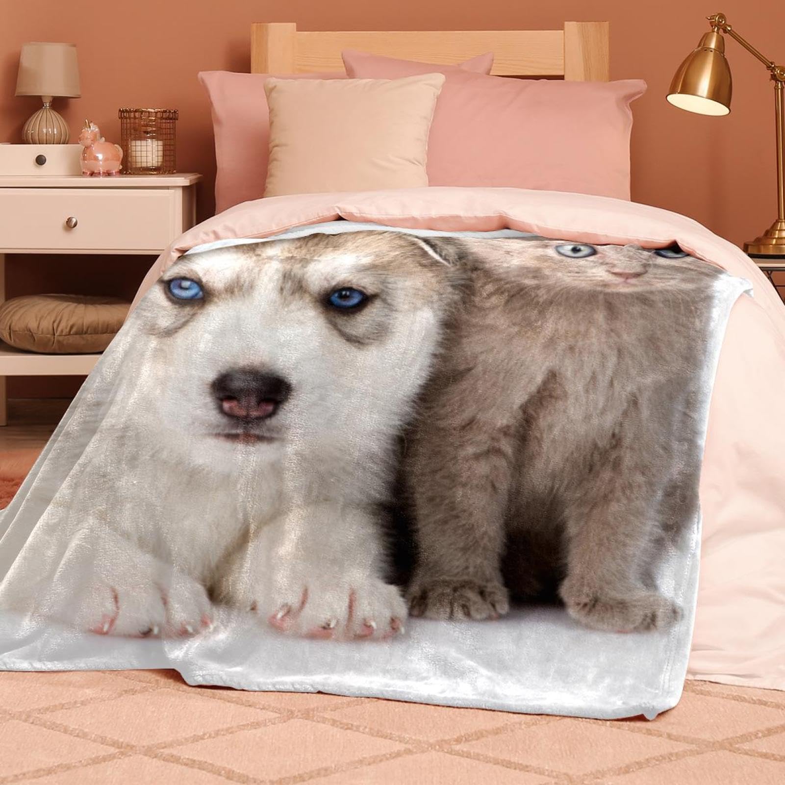 Couverture Polaire Chien Et Chat Couverture Microfibre Chaude Et Douce Jeté De Canapé Couverture 150×200cm