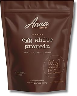 Anea Egg White Protein - Chocolate | 24g Protein | Fat-Free, Cholesterol-Free | 4.9g BCAA | Complete Amino Acid Profile| Dairy-Free, Gluten-Free, Soy-Free | Chocolate Flavor | Made in GMP Facility