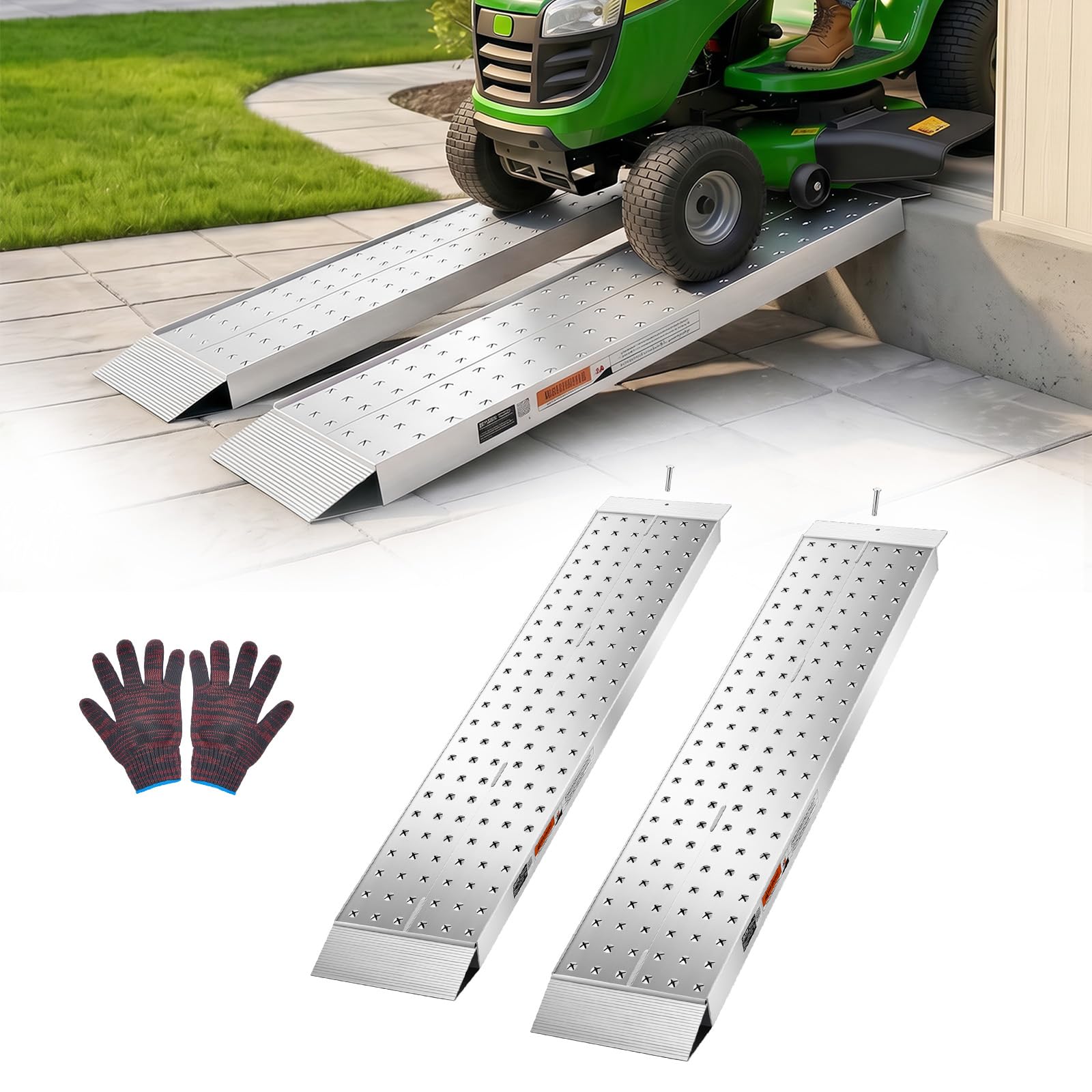 VEVOR Auffahrrampen 2 STK. Laderampen 1396 x 304 mm, Anhängerrampen mit Antirutschplatten & 1360 kg Gesamttragfähigkeit, Verladerampen Aluminiumrampen für Motorräder Rasenmäher Traktoren Anhänger