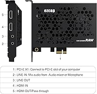 Vista 2 de Ezcap Tarjeta de captura de video PCI-E interna 4K HDMI para transmisión en vivo, juegos de PC y mezcla de sonido, compatible con Windows, Mac, PS4