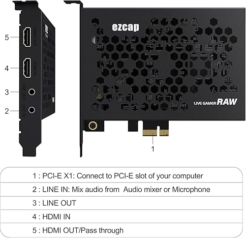 Miniatura 2 de Ezcap324 4K PCIE HDMI tarjeta de captura de vídeo Live Gamer RAW interna PCI-Express HDMI transmisión en vivo y mezclador de sonido en línea de