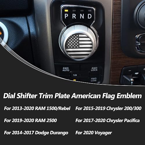 Miniatura 3 de Zhizhong Placa de Adorno del Selector de Dial Grabada con Emblema de Bandera Americana, Cubierta de Perilla del Interruptor de Cambios Compatible