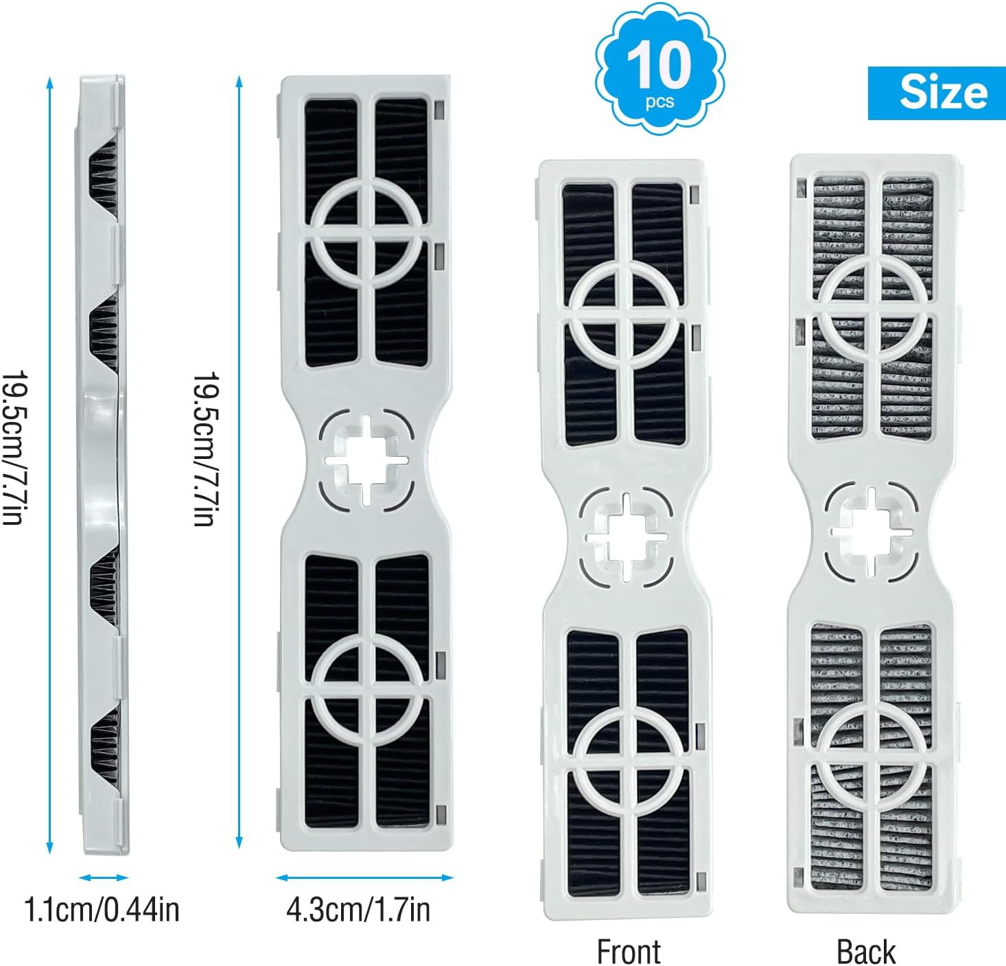 10-Pack FRGPAAF2 PureAir AF-2 Air Filters Compatible with Frigidaire, Replacement Air Filter to Keep Refrigerator Air Fresh, FRFC2323AS, FRFC232LAF, FRFC233LAF, FRFG2323AF Filter for Air