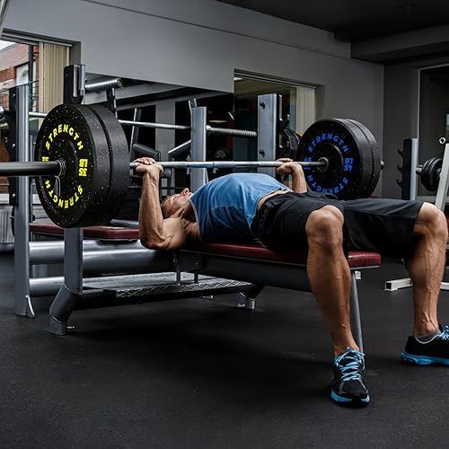 Miniatura 6 de GIKPAL Juego de discos de parachoques olímpicos, pesas de goma de 2 pulgadas para barra, 10-55 libras