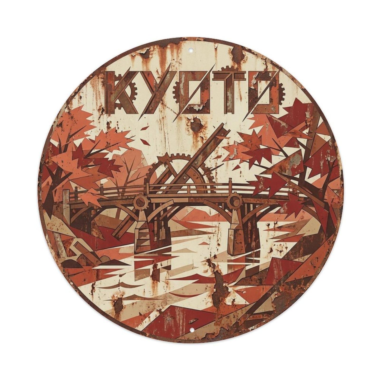 Kyoto Japan Old Town Travel Geometric Festival Culture Metal Tin Sign