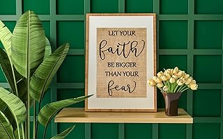 Let your faith be bigger than your fear- burlap print, Spiritual art, Faith Art, Baptism gift, Christian Gift, Nursery decor, Burlap art -(Frame not Included)