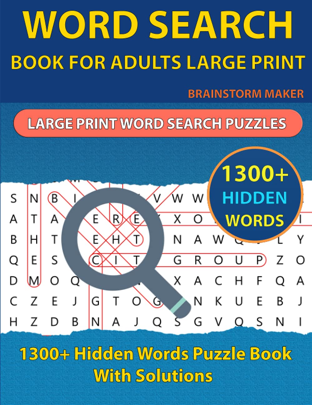 Word Search Book for Adults Large Print: Large Print Word Search Puzzles - 1300+ Hidden Words Puzzle Book for Adults with Solutions