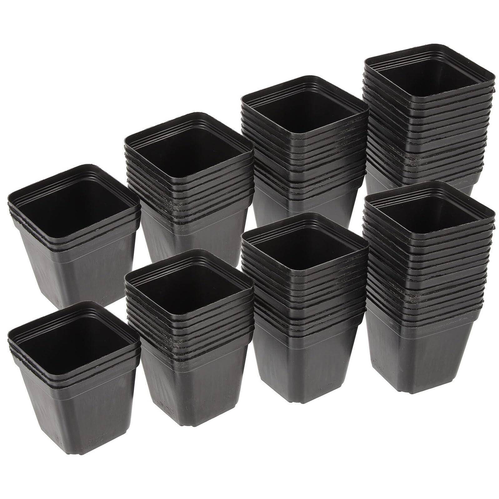 COLLBATH 100 Pièces Pots de Pépinière Carrés Noirs Drainage Lot de Pots Plastique Réutilisables pour Semis Succulentes et Légumes Facilite la Croissance Repiquage