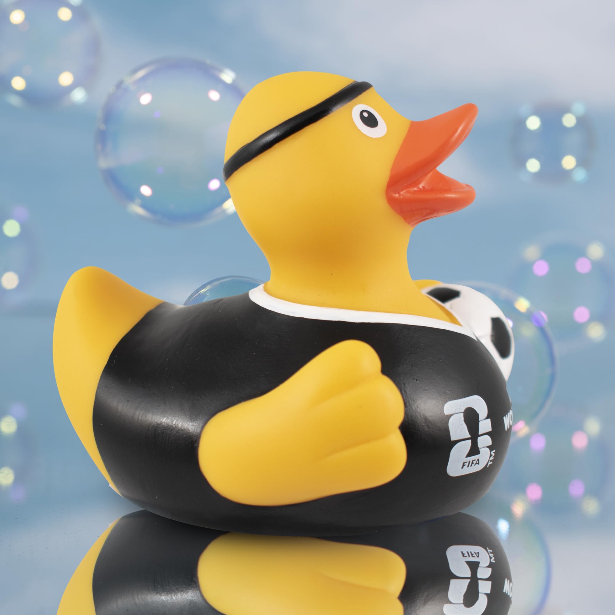 Hy-Pro Officially Licensed FIFA World Cup 2026 Rubber Duck - Bath Toy with Headband & Shirt Holding Ball, Collectible Football Mascot for Supporters, Fun & Nation Pride Display - Yellow - 4