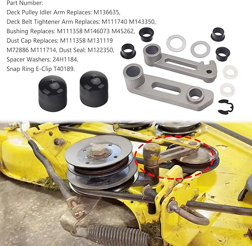 Miniatura 3 de M136635 M143350 - Tensor de brazo tensor y buje de reconstrucción compatible con modelos de tractor y cortacésped John D-eere 48C 54C GT LX GX