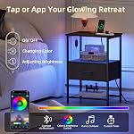 Somdot Nightstands avec station de recharge, Table de chevet avec LED Lumière pour la chambre, Table d'extrémité avec tiroir pour le côté du lit, Halle d'entrée de placard, Noir