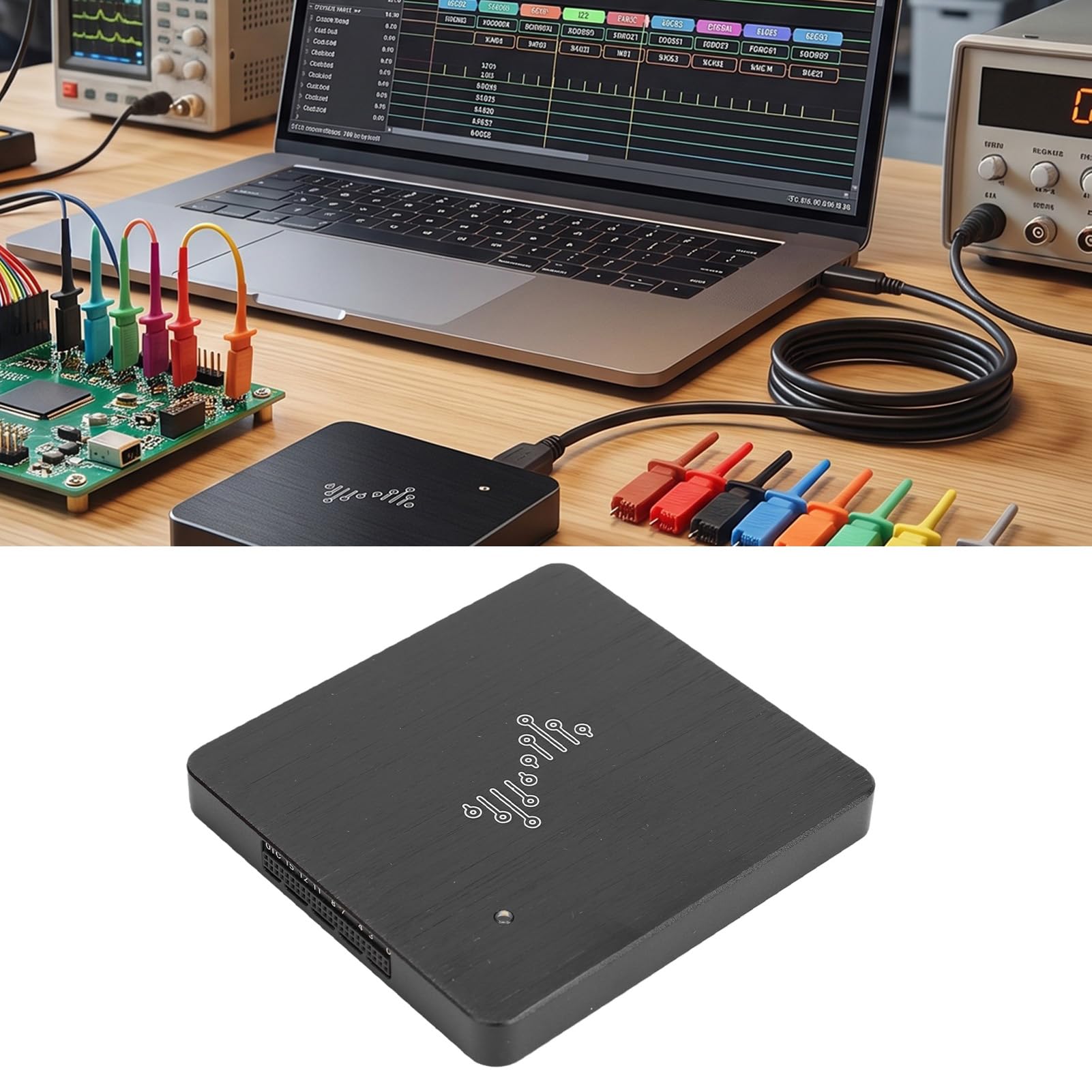 Akozon Analizador Lógico USB, Capturador de Señales de 16 Canales 100 MHz