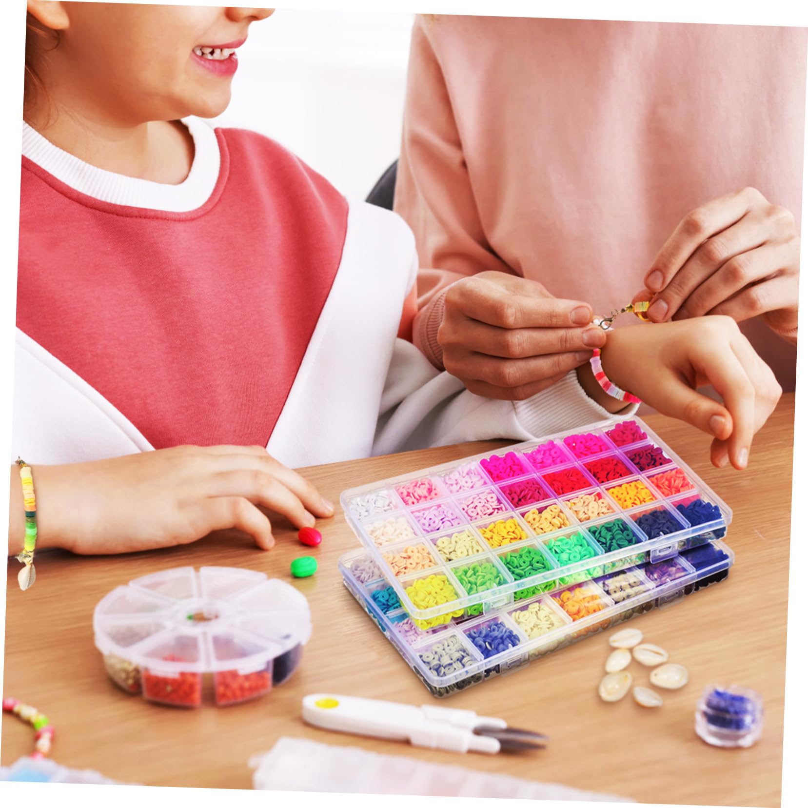 SHINEOFI Kit Bijoux Bracelet et Collier DIY avec Perles Argile Colorées et Lettres Créatif pour Fabrication de Bijoux et Cadeaux Personnalisés