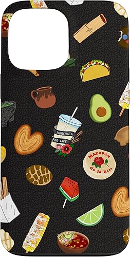 Funda para iPhone 13 Pro Max Black Antojitos Mexican Food Latino Tacos Pan Dulce