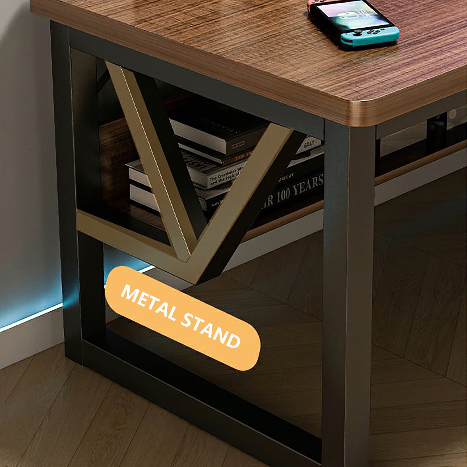 Amazon | 棚付きコンピューターデスク、シンプルでモダンなデスク