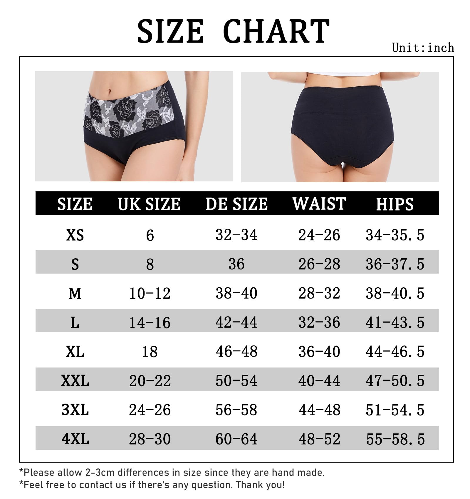 YOULEHE Unterhosen Damen Baumwolle Hohe Taille Weich Atmungsaktiv Unterwäsche