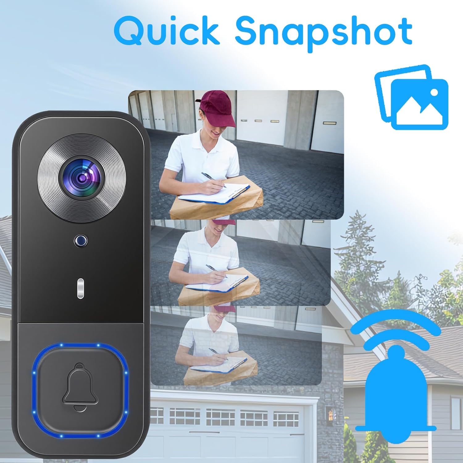 4.3" Video Doorbell Camera with Monitor 2-Way Audio, Night Vision, IP68 Waterproof, Smart Video Door Phone Walkie-Talkie with Screen 1080P HD 170°Wide Angle,No Subscription，Plug and Play