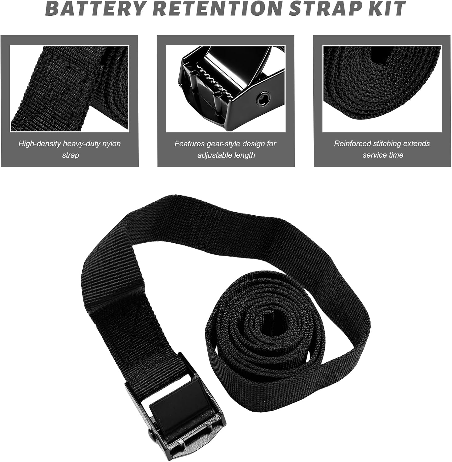 4 Set 1"x 47.2"(4 ft) Battery Tie Down Strap Kits, Battery Box Hold-Down Straps with Stainless Steel Cam Buckles & Screws, Adjustable Tie Down Straps for Boats Cars Coolers