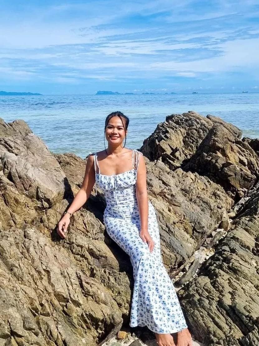 KUTUMAI Women's Summer Floral Bodycon Maxi Dress Spaghetti Strap Sleeveless Boho Long Dresses - Image 6