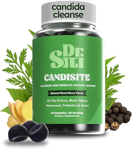 Gomitas Candisite Gomitas de apoyo Candida para apoyo a la salud intestinal Fórmula avanzada 10 en 1 - Ajenjo, nogal negro, PAU D'Arco Apoya el