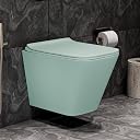 SYON Wall Mounted Rimless Toilet Commode with Soft Close Seat Cover | Space Saving Modern Western Toilet for Bathroom | Ceramic Wall Hung Commode (48 x 34.5 x 36 cm) (Olive Green) gallery image