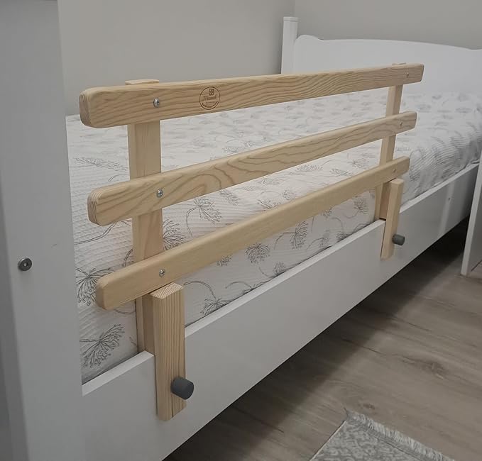 Doğal Ahşap Bebek Çocuk Yatak Koruma Bariyeri Korkuluk Beşik Korkuluğu 90x45