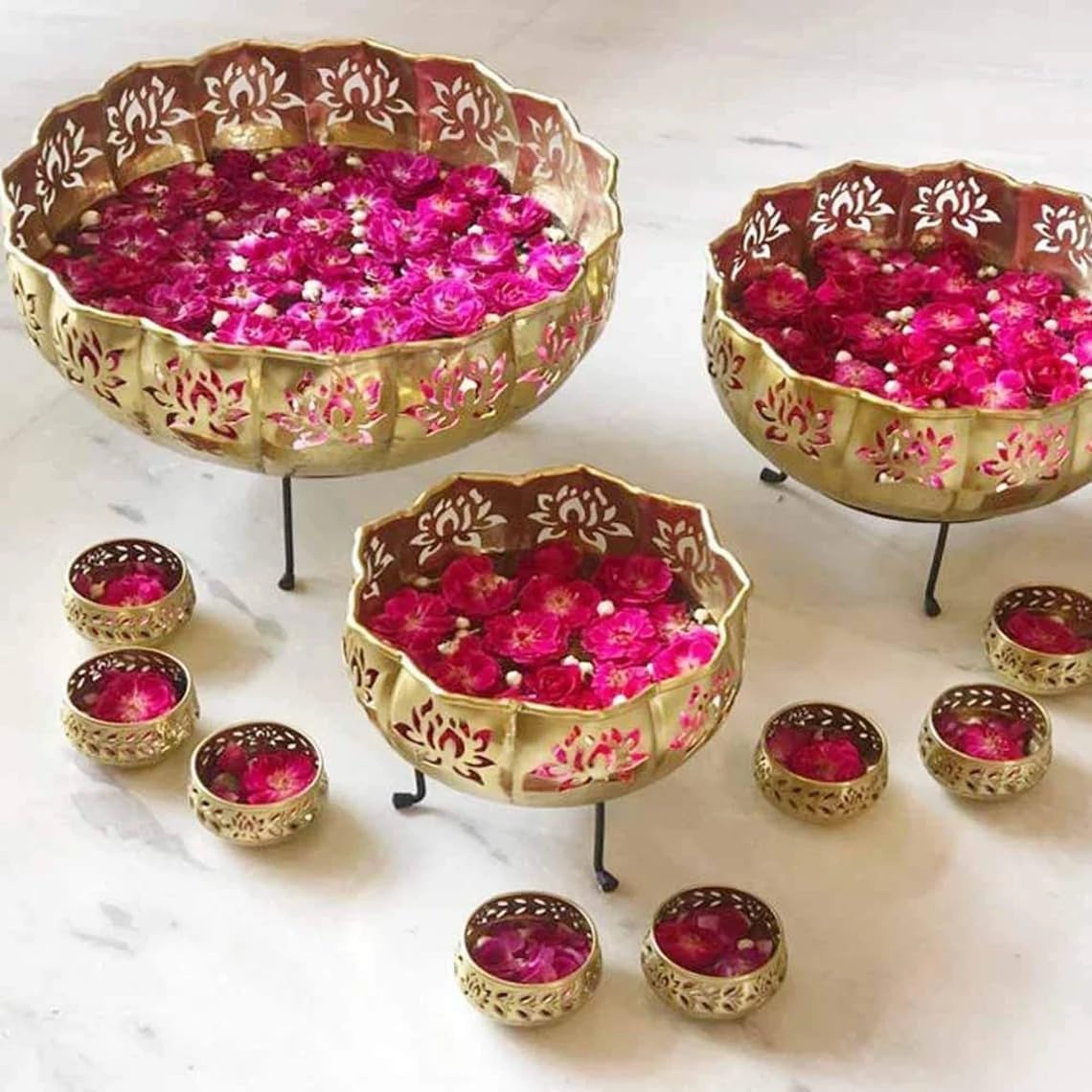 See full amazon price history chart for Decorative Golden Lotus Urli with Stand Pot for Floating Flower/Tea Light Candles Festive Decor Urli Bowl for Home Handicraft Bowl with Stand and 7 Votives Small Bowl 3.5 inch Set of 13 Decorative Golden Lotus Urli with Stand Pot for Floating Flower/Tea Light Candles Festive Decor Urli Bowl for Home Handicraft Bowl with Stand and 7 Votives Small Bowl 3.5 inch Set of 13 (B07D3MCQXV) Amazon Price History, Amazon Price Tracker