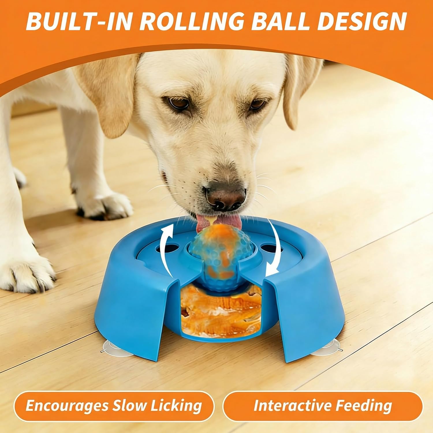 Dog Lick Bowl with Rolling Ball, 2026 Update Slow Feeder Enrichment Toy for Dogs, Interactive Feeding Bowl for Liquid Treats and Bone Broth, for Small, Medium and Large Dogs