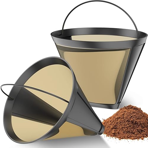 Filtro de café reutilizable en forma de cono de 6 a 12 tazas compatible con filtro de café Cuisinart, compatible con cafetera Ninja Coffee Bar