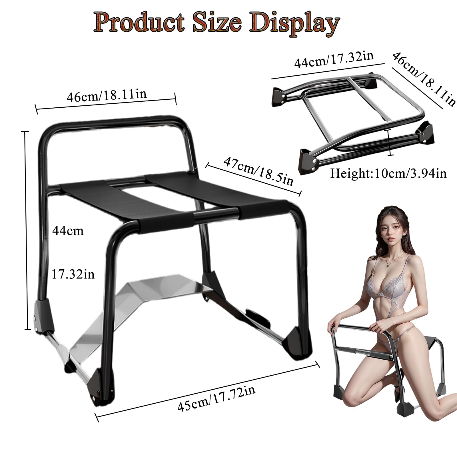 Silla sexual plegable – Gran ayuda de posición de amor con asa, banco de sexo portátil y posicionador para parejas, juegos de SM y aventuras eróticas, muebles de amor resistentes para posiciones