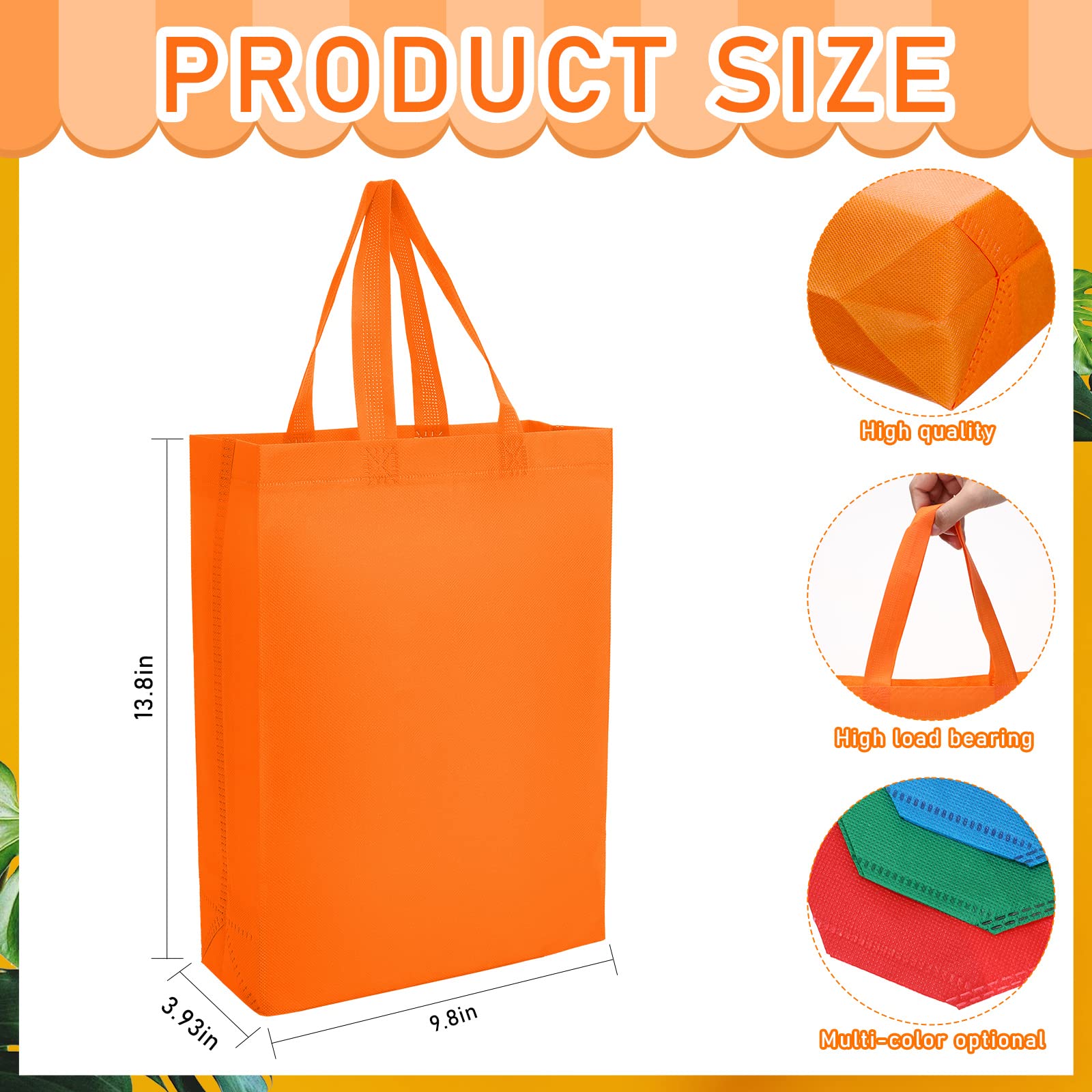 72 Pcs Non Woven Tote Bags Reusable Gift Bags with Handles Bulk Gift Bags Foldable Bag Grocery Bags for Christmas Birthdays Wedding Party Favors Grocery Shopping Holiday Presents