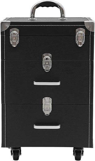 MUSESPANI Rolling Nail Case w/compartment Wheeled Manicure Storage Case Polish Organizer 110.23 lbs Professional Makeup Tr...