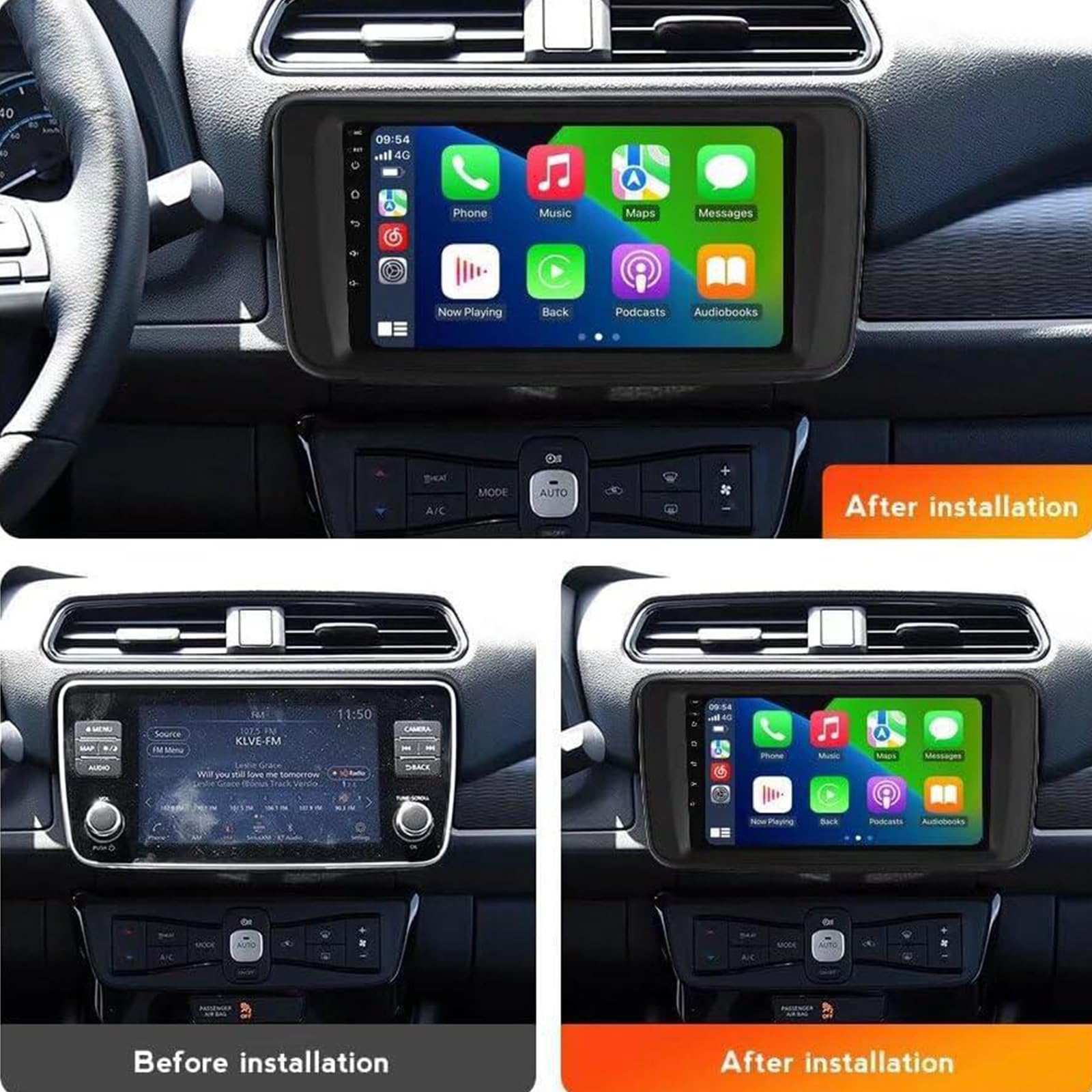 Do Nissan Leaf 2017-2024 Radio Samochodowe 2-DIN 9 Cali Z Ekranem Dotykowym Android 15 Z CarPlay Android Auto Mirror Link Bluetooth FM Nawigacją GPS WiFi Sterowanie Z Kierownicy Kamera Cof(Color:M150)