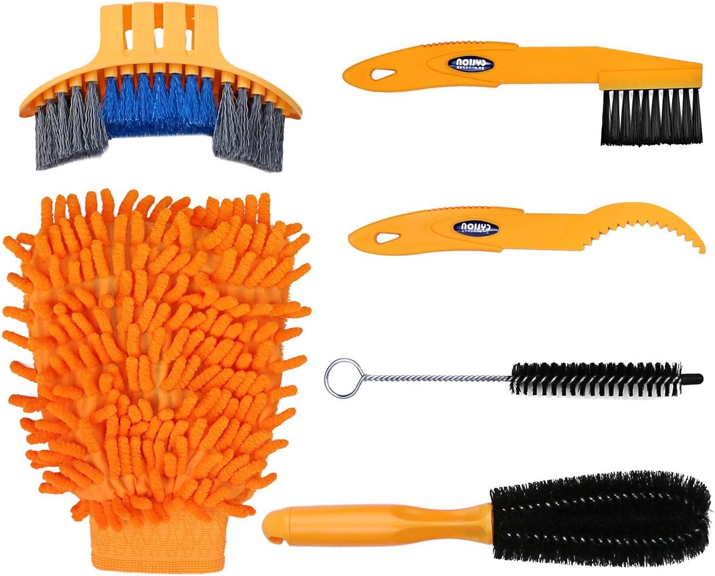 Oumers 6pcs Bike Bicycle Clean Brush Kit/Cleaning Tools for Bike Chain/Crank/Tire/Sprocket Cycling Corner Stain Dirt Clean, Fit All Bike