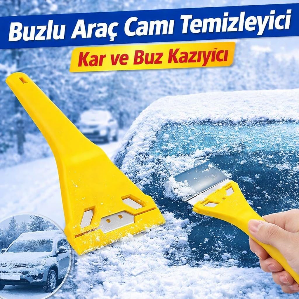 Lavderuar Araç Cam ve Buz Kazıyıcı Bıçak - Ergonomik Saplı Kar ve Don Temizleyici - Araç Ön Camı İçin Çizmez ve Dayanıklı Buz Kazıma Aparatı - Kışlık Araç Bakım Ekipmanı