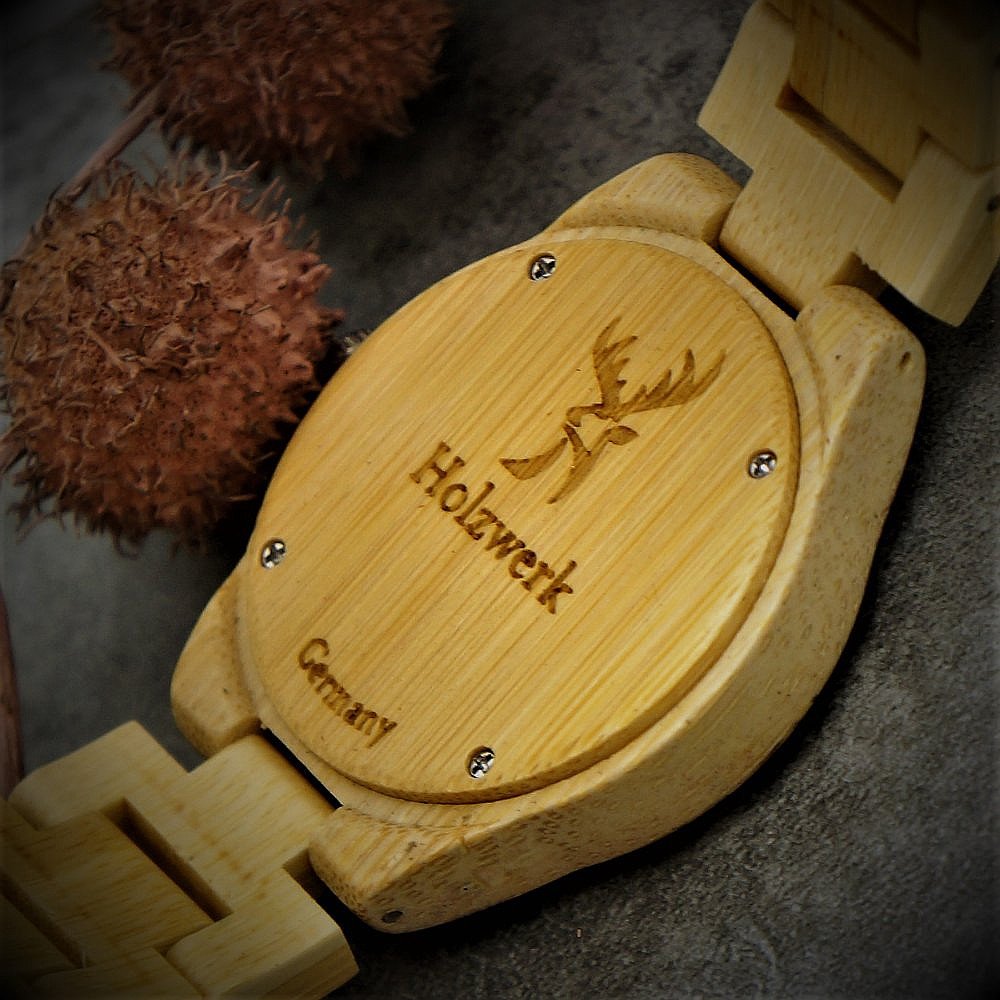Holzwerk Germany Ręcznie wykonany designerski zegarek damski ekologiczny naturalny drewniany zegarek bransoletka zegarek analogowy klasyczny zegarek kwarcowy z motywem motyla motyla, kolorowy
