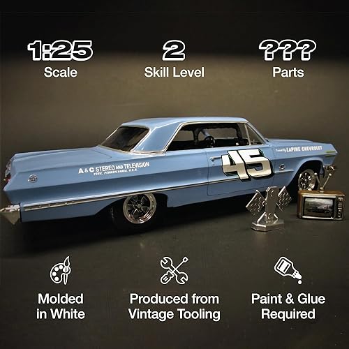 Miniatura 2 de AMT 1963 Chevy Impala SS Hardtop - Kit de modelo a escala 125 - Vehículos vintage construibles para niños y adultos