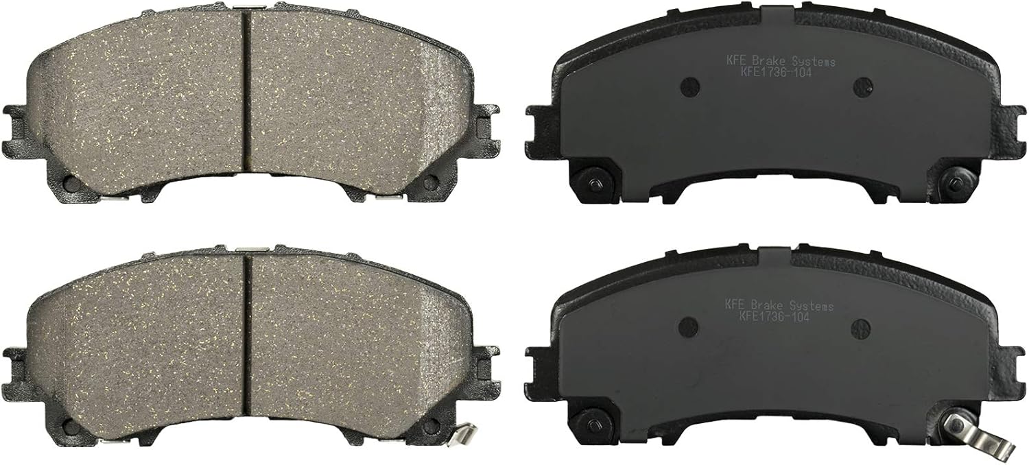 KFE KFE1736-104 Ultra Quiet Advanced Premium Ceramic Brake Pad FRONT Set Compatible With: 14-17 Nissan Rogue 3rd Row Seat, 18-19 Rogue 2.0L Hybrid; Infiniti Q50, Q60, QX50