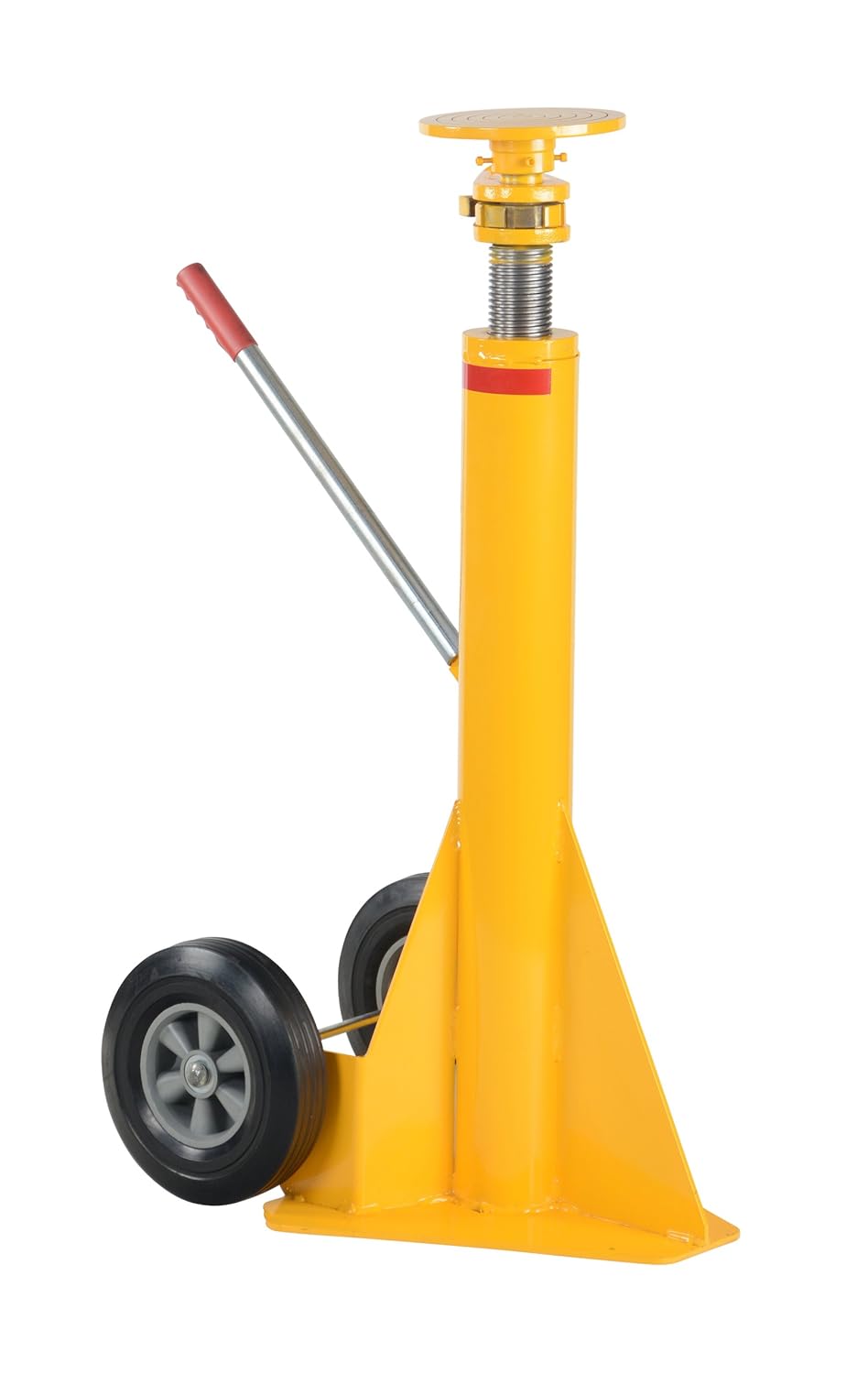 Vestil SP-TOP-R-100 Steel Trailer Stabilizing Spin Top Ratchet Jack 27-1/4 In. x 17-5/8 In. x 39 In. 50,000 Lb. Lifting Capacity Yellow