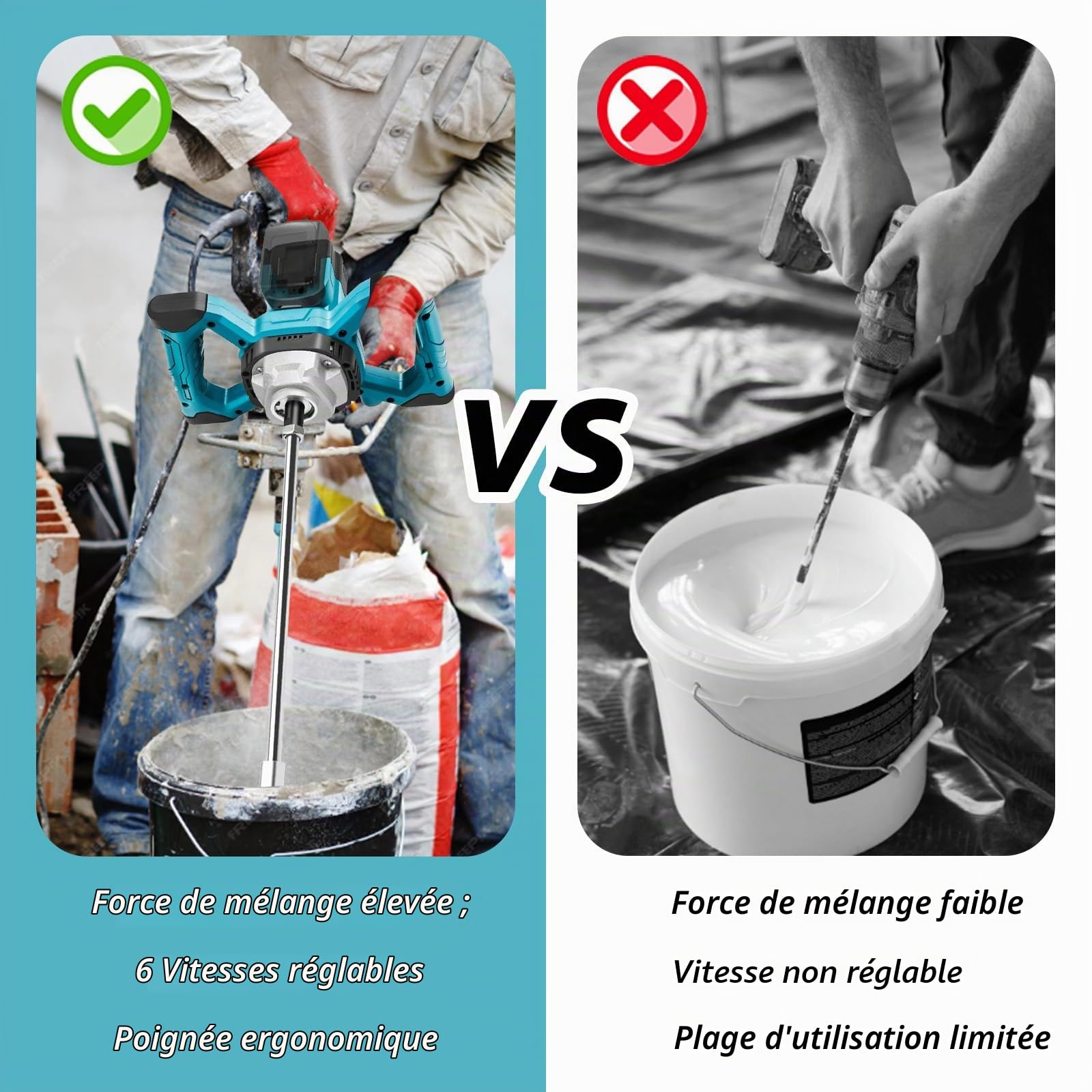 Malaxeur Mortier pour Makita Batterie, 3200W Multi-usagesmélangeur de Béton Sans Fil avec Agitateurs, Tête de Mélange, Clé à Molette et Gants (Max. 680 tr/min, 6 Vitesses, sans Batterie)