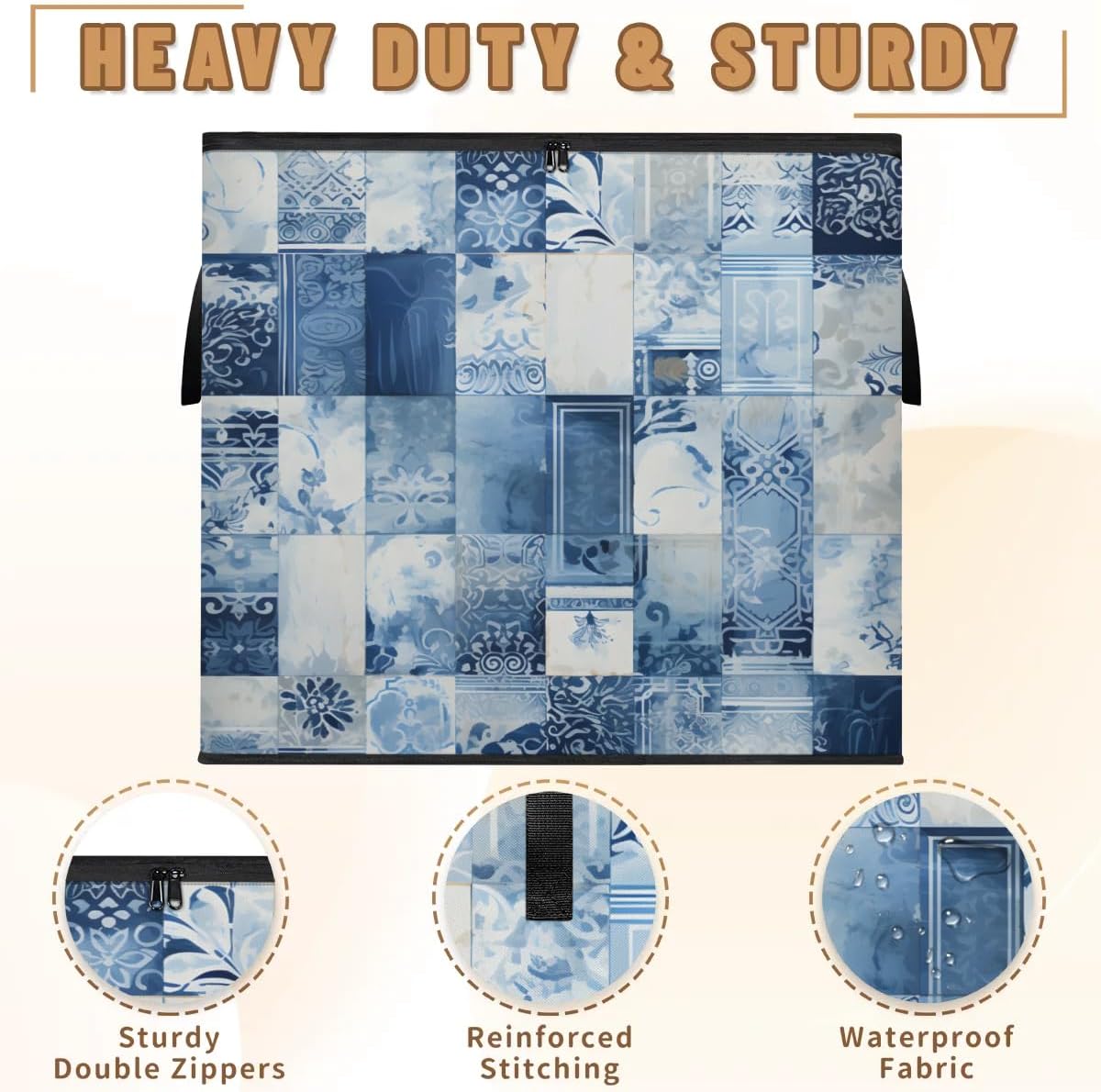 Honeybaby 214L Extra Large Comforter Storage Bag Watercolor Art Gingham Storage Totes with Lids Waterproof Closet Organizer Folding Blanket Storage Bags for Clothes Bedding Pillows