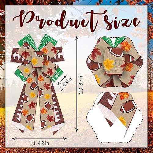 Miniatura 2 de ALIBBON Lazos grandes de otoño para coronas, lazos de corona de Acción de Gracias, lazos de Super Bowl, lazos verdes y marrones para puerta