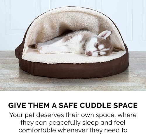 Miniatura 10 de Cama Furhaven de sherpa y gamuza acogedora - Cama para perro de espuma de gel refrescante, color expreso, 26 pulgadas